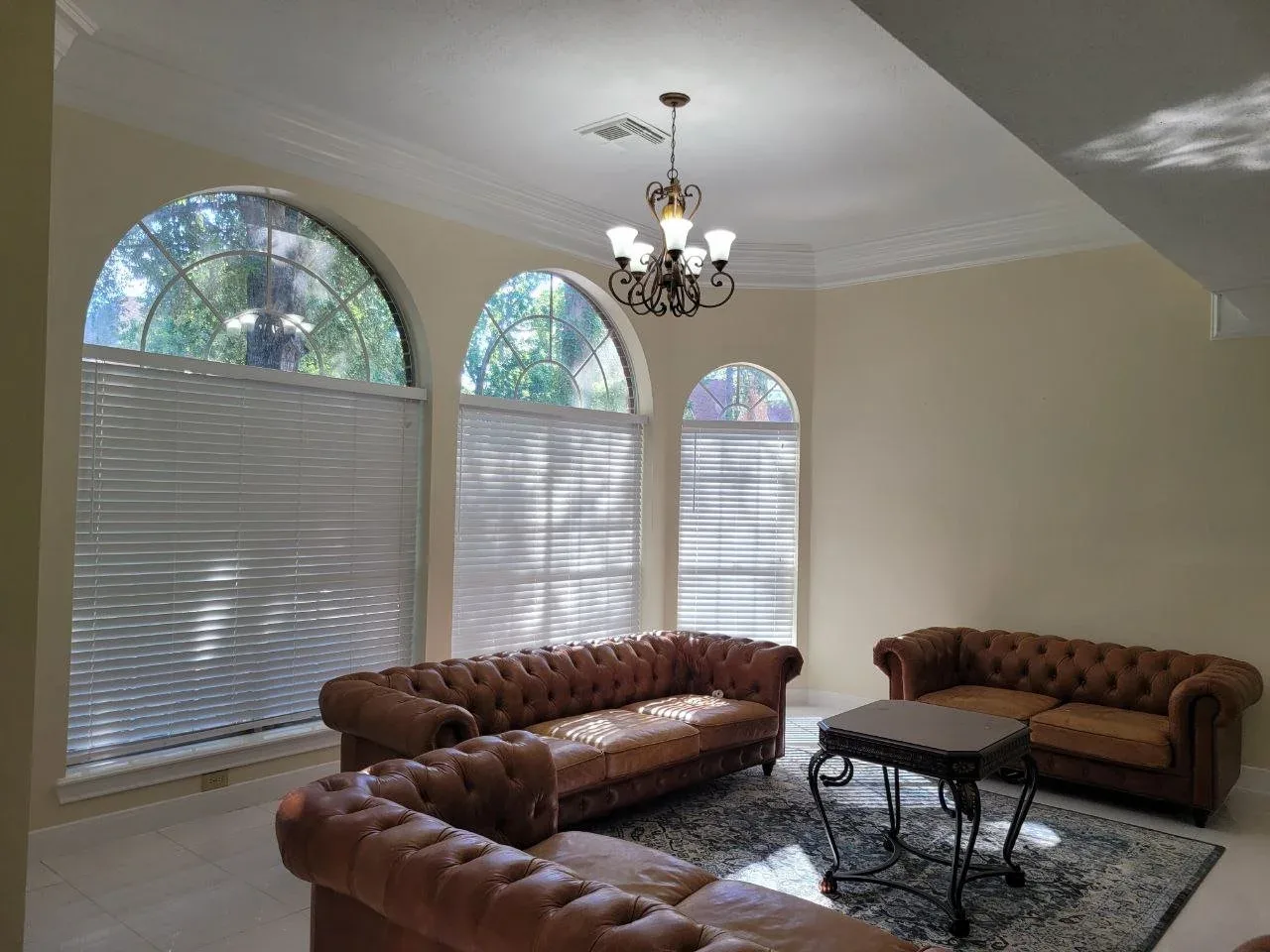 Arched Window Living Room Repaint in Sugar Land, TX by The Proud Paintbrush
