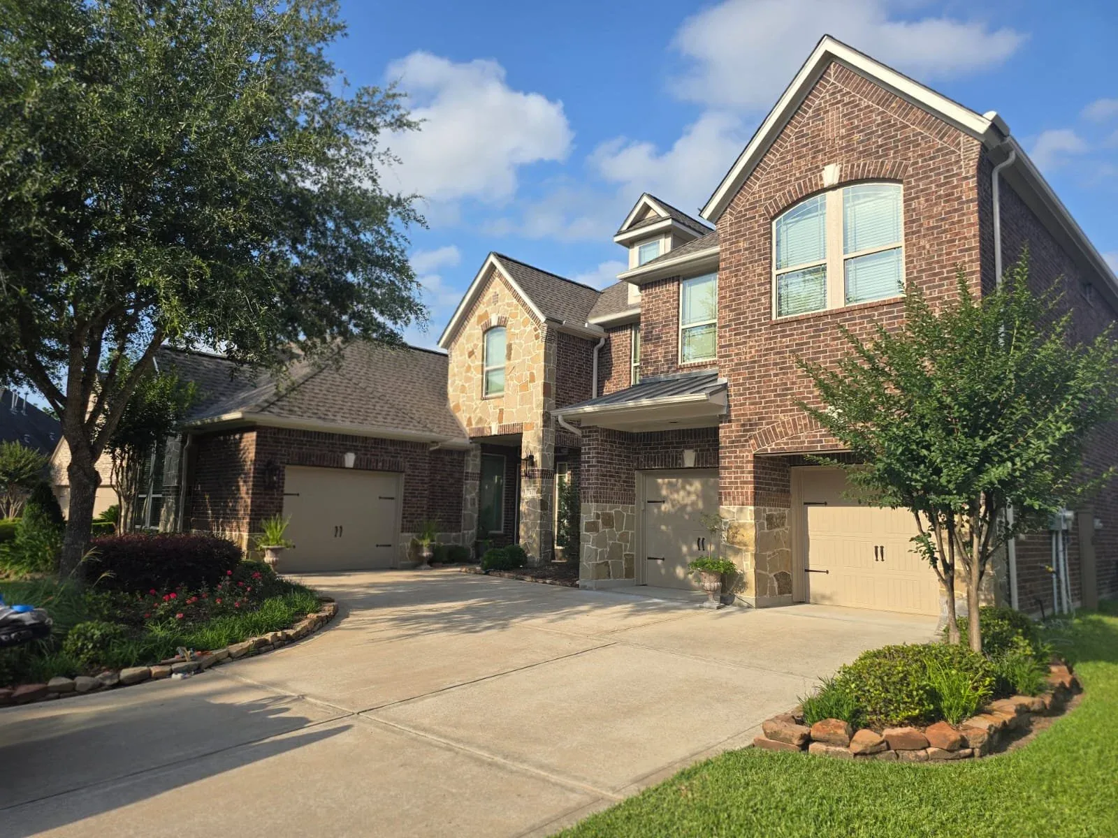 Brick Stone Home Exterior in Rosenberg, TX by The Proud Paintbrush