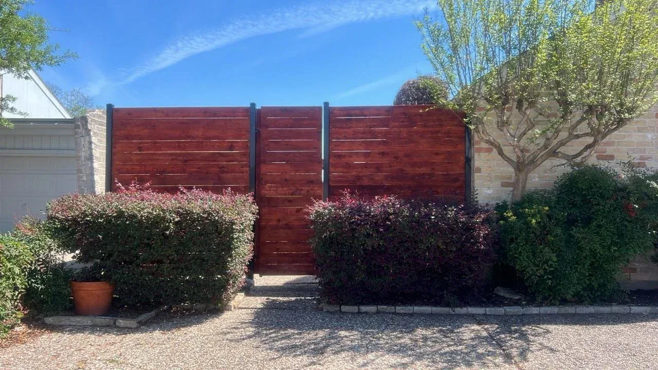 Stained Cedar Gate Fence in West Houston, TX by The Proud Paintbrush